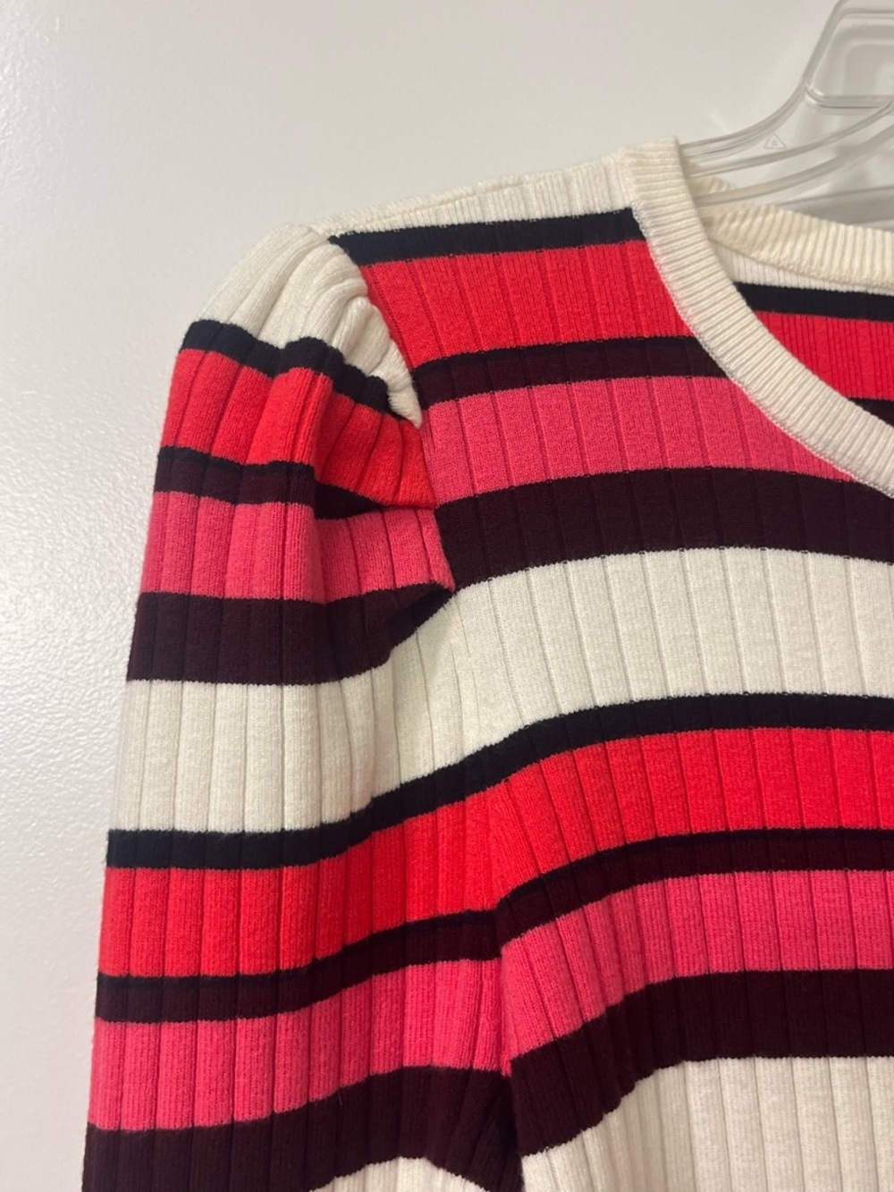 Talbots PUFF SLEEVE CREWNECK PULLOVER GAMINE STRIPE Timeless Womens Medium - Picture 6 of 10